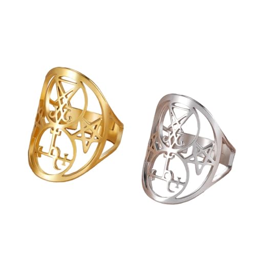 New 2025 Seal Of Lilith Lucifer Sigil Adjustable Women Ring Stainless Steel Wedding Bands Moon Goddess Protection Amulet Jewelry Fashion Accessories Creative Gift