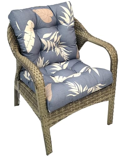 Outdoor Chair Cushions,Waterproof Rocking Chair Cushion with Ties,Thicken Seat Pad for Patio Furniture (Grey Leaves)