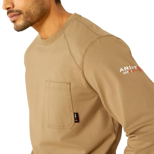 Image of ARIAT Men's Fire Resistant Pima T-Shirt, Field Khaki, 3X-Large Tall