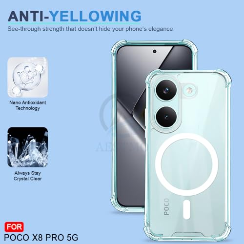 Image of AESTMO Clear Back Cover for Poco X8 Pro 5G | 360 Protection | Transparent Back Cover for Poco X8 Pro 5G (PC + TPU, Compatible with MagSafe Accessories, Transparent Bumper)
