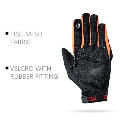 Image of STUDDS SMG 6 Full Finger Bike Riding Gloves with Touch Screen Sensitivity Thumb & Index Finger, Knuckle Protection Mesh Fabric, Anti-Slip Silicon Pads (Orange, XL)