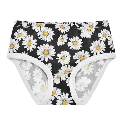 Wusikd White Daisies Black Girls' Underwear Cotton Girls Briefs Soft Toddler Underwear 2T
