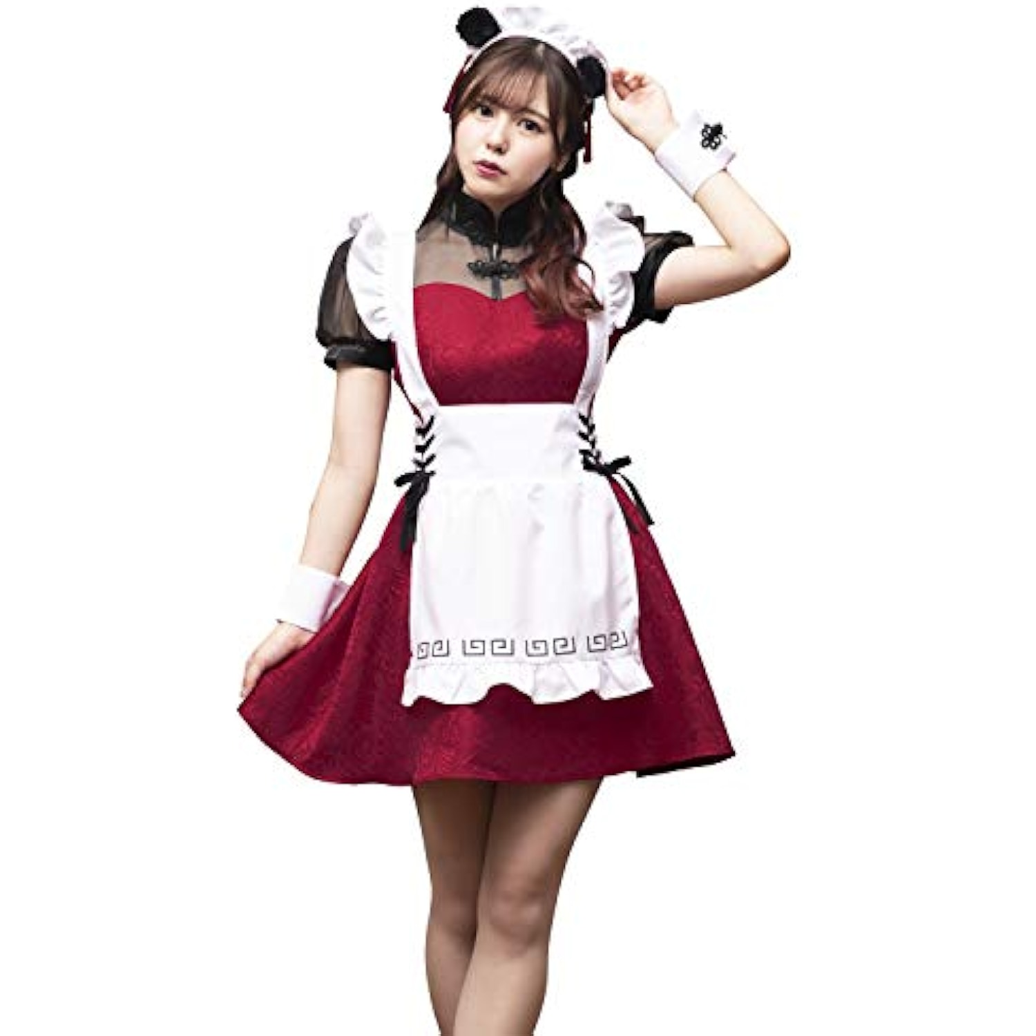 クリアストーン(Clearstone) コスプレ ハロウィン パンダチャイナメイド レディース レッド 詳細画像1