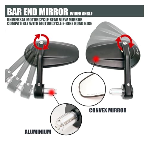 Espejos retrovisores de aluminio con ángulo ajustable para moto de carretera 3