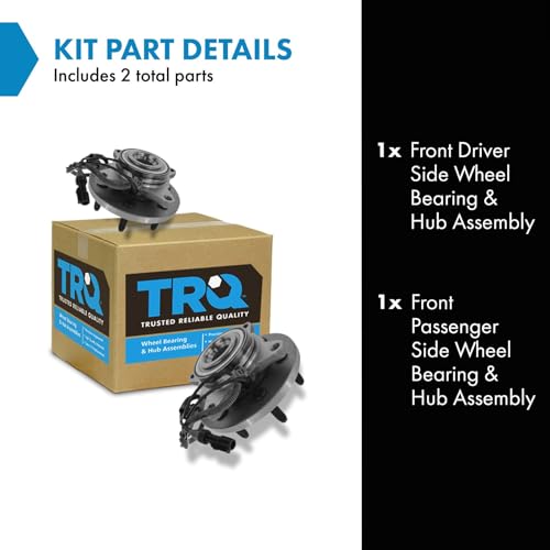 Image of TRQ Front Left and Right Wheel Bearing and Hub Assembly Set 2 Piece Compatible with 2009-2010 Ford F-150 Rear Wheel Drive 6 Lug Wheels