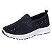 Damen Strass Mesh Sneakers, flache Schuhe, Laufschuhe, leicht lässig und atmungsaktiv, modische faule Freizeitschuhe, Laufstraße im Freien, Kissen Leinen bequeme Freizeitschuh (Schwarz, numeric_39)