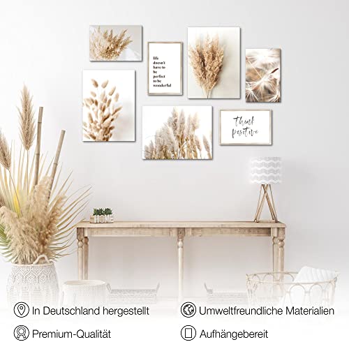 Schilderijen Set - KLAAR OM OP TE HANGEN - Foto Muur - Boho Pampasgras - 7 Delen - N005671a - Afbeelding 6