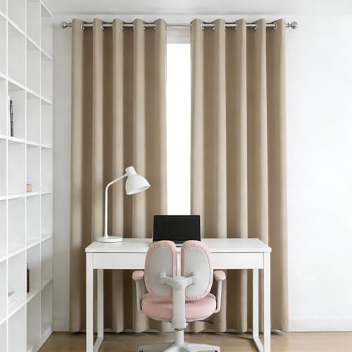 Rideaux opaque anti froid et bruit pour isoler le vitrage des balcons en beige