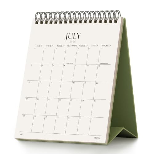 Jotsome Desk Calendar 2026-2027 Small Standing Flip Desktop Calendar From July 2026 to December 2027 for Home and Office Easy Organizing (Green Small)
