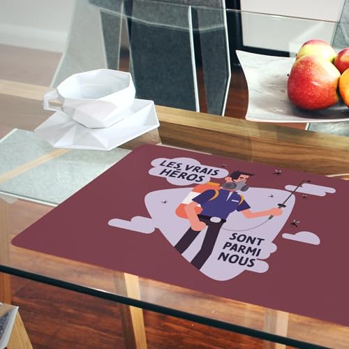 Napperons rouge et liège pour repas de famille Les Vrais Héros