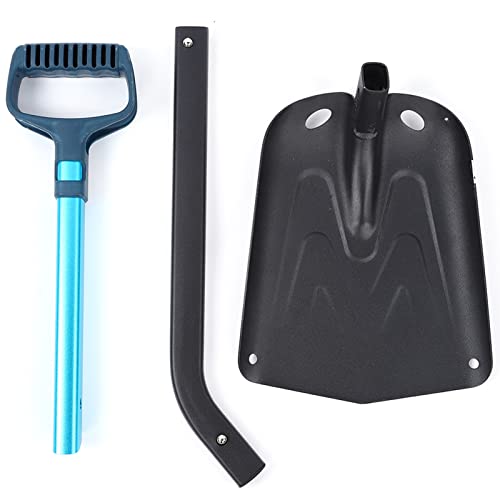 Xolsurg Aluminium Alloy Outdoor Multifunction Long Handle Folding Snow Mud Shovel Climbing Camping Tool Black Blue 905g 27.5x22cm/10.83x8.66inch 1.8mm/0.07inch 94cm/37.01inch 36cm/