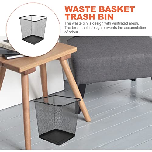 Hanabass Black Mesh Metal Trash Can Square Mesh Wire Wastebasket Vintage Garbage Bin Reusable Bedroom Rubbish Can For Kitchen Farmhouse Home Office #TOP5
