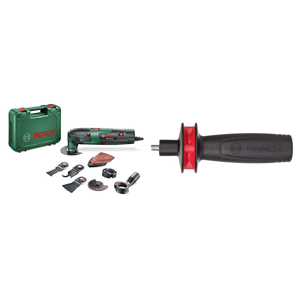 Bosch Home and Garden Multi-Tool PMF 220 CE Set (220 W, in case) & Professional 2609256D59 Handle with Vibration Control M8, Black