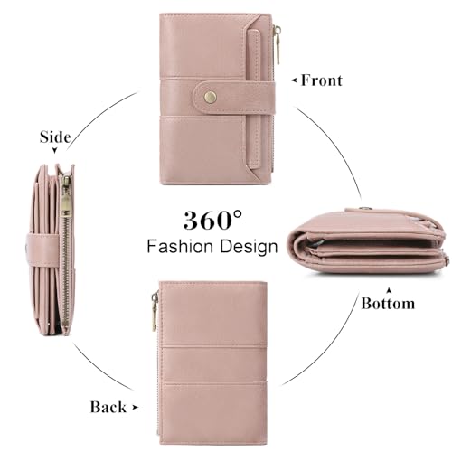 Image of SENDEFN Small Wallets for Women Leather Bifold Compact RFID Blocking with ID Window