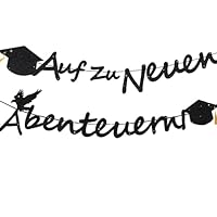 Graduation Deko Glitzer Schwarz, Abi Banner 2025 Graduation Deko - Auf Zu Neuen Abenteuern! - Das Adlermotiv, Das für Freiheit Und Stärke Steht, Ist Die Ideale Dekoration für Die Abschlussfeier