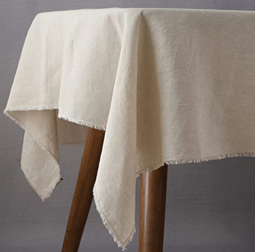 Linkslove Home 100% Pure Linen Tablecloths With Fringe For Small Tables, 55X55 Inch Linen Sqaure Table Cloth For Wedding, Party, Indoor,Outdoor, Machine Washable #TOP4