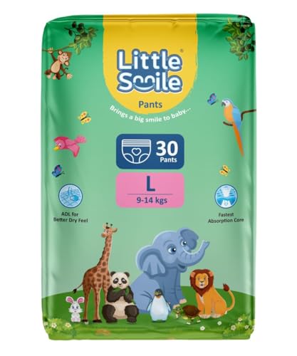 Image of Baby Diapers Pant Style | Size - L - 30 (Pack of 1) | Odorless and Antibacterial Layer with Urine Indicator (30 Pieces)