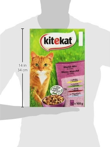Kitekat Katzenfutter Nassfutter Markt Mix in Gelee, 48 Portionsbeutel (4 x  12 x 85g) : Amazon.de: Haustier