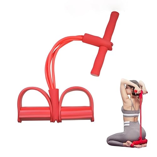 Pedal Resistance Band Elastic Pull Rope Non-Slip Bodybuilding Expander for Sit-up Exercise (Red)