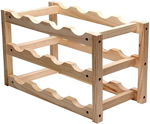 Soporte para 12 botellas de vino de madera maciza color natural miniatura 5