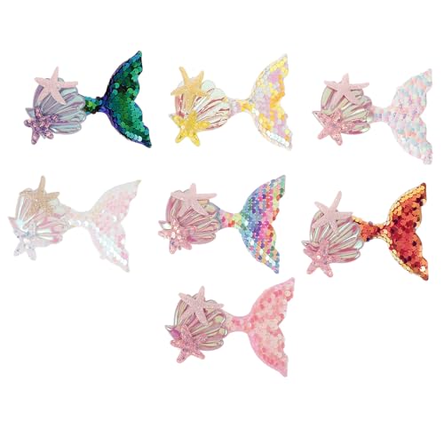 Hemobllo Parches de Horquilla Sirena 7 Piezas Multicolor Apliques Decorativos para Pinzas de Pelo Diseño Forma de Sirena Adornos para Ropa y Mochilas Accesorios DIY para Niñas y Mujer