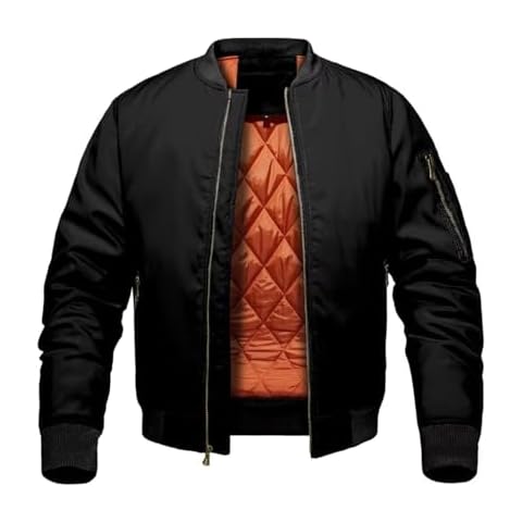 INVACHI Men's Bomber Jacket Lightweight Flight Jackets for Men Casual Zip Up Padded Jackets for Men Cover