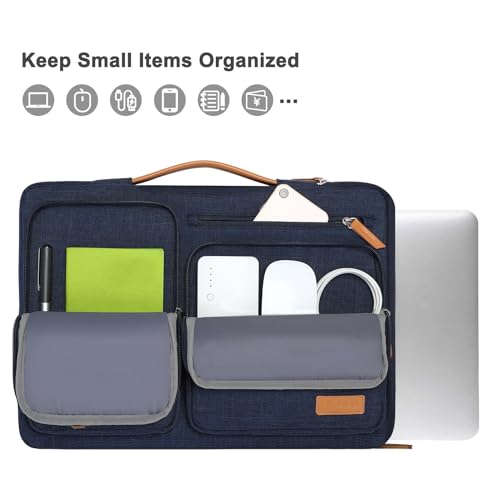 Image of MOSISO 360 Protective Laptop Case 17.3 inch, 17-17.3 inch Laptop Sleeve Compatible with Dell, HP, Lenovo, Asus, Acer, Alienware, Side Open Carrying Case with 4 Zipper Pockets&Handle, Navy Blue