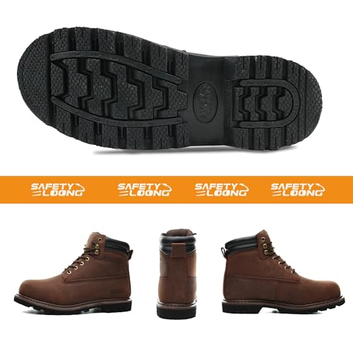 Image of Work Boots for Men Waterproof Soft Toe Non Slip Comfortable Leather Workboots
