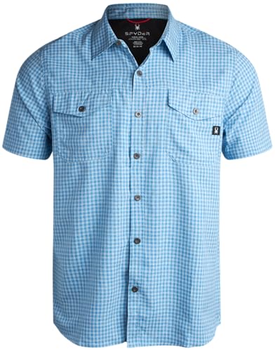 Spyder Mens Short Sleeve Button Down Shirts - Lightweight Plaid Collared Shirt - Wrinkle Free Casual Shirts for Men (S-XL)