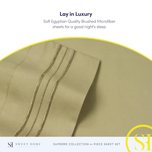 Full Size Sheet Sets - Breathable Luxury Sheets with Full Elastic & Secure Corner Straps Built In - 1800 Supreme Collection Extra Soft Deep Pocket Bedding Set, Sheet Set, Full, Sage