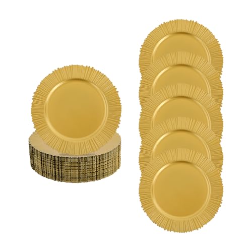 NAZRBABY 100 Pcs Gold Charger Plates Bulk, 13" Round Gold