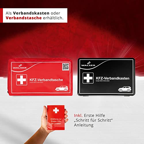 WALSER Erste Hilfe Set Auto, Verbandskasten Auto Auszeichnung Sehr Gut*, Auto Verbandskasten 2023, Erste Hilfe Kasten, Verbandskasten Auto 2023, Erste Hilfe Auto, KFZ Verbandkasten DIN 13164 schwarz - Image 7