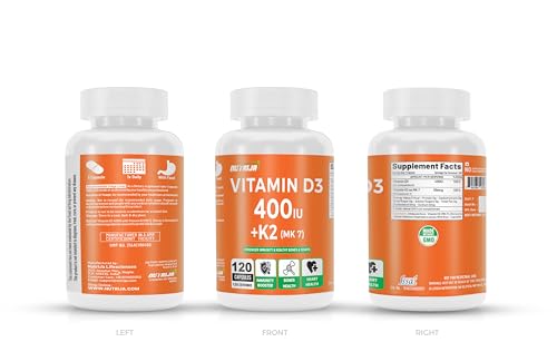 Image of NutriJa Vitamin D3 + K2 as MK7 Supplement 120 capsules - Stronger Immunity, Supports Bones, Joints & Heart Health