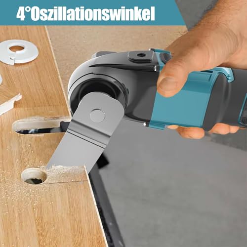 Akku-Multitool,multifunktionswerkzeug Akku für Makita 18V Akku, Werkzeugloser Zubehörwechsel,6 Geschwindigkeitsstufen, Anti-Vibrationsgriff,8500-21000RPM,22 Zubehör(inc 2 3.0Ah akkus) – Bild 5