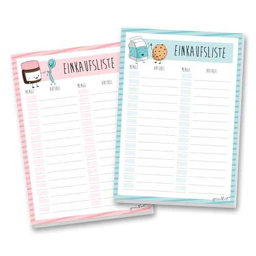 younikat Einkaufslisten Set I 2 Stück Notizblöcke DIN A6 mit je 50 Blatt aus 80 g/m² Papier I Einkaufsblock zum Abreißen für Küche Handtasche Auto I Organizer für Einkauf und Alltag I dv142