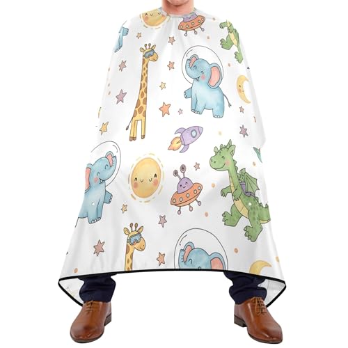 Burbuja Capa de Barbería Cute Animals, capa de corte de cabello con cuello ajustable, impermeable de poliéster para salón, unisex adultos miniatura 2