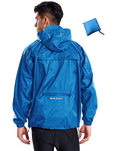 BALEAF Men's Rain Jacket Waterproof with Hooded Lightweight Packable Cycling Pullover Recreation Raincoat