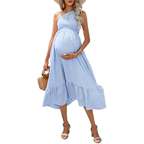FUNJULY One Shoulder Maternity Summer Dress Cover