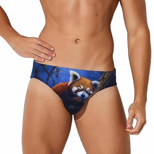 Cute Red Panda Mens Swim Briefs Quick Dry Swim Trunk Bikini Underwear Swimsuit