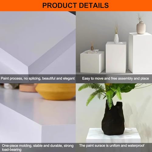 DCYEQRQ White Square Pedestal Column, Wooden Pedestal Figure Display Base, Props Stand Base for Wedding Sculpture Dessert Table Showing (White 40x40x40cm)