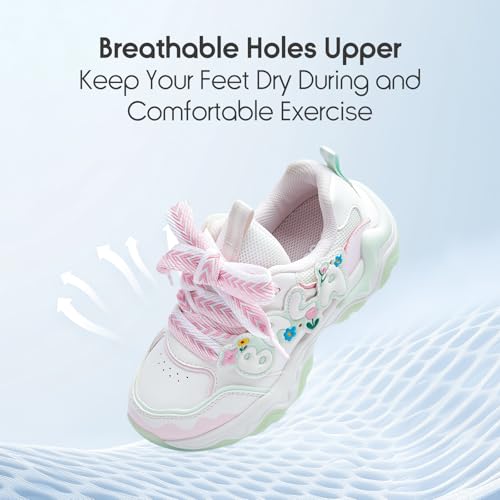 Balabala Girls Sneakers Kids Fashion Pop Shoes Breathable Sweet Cute Walking Shoes Puffy Soles Hook and Loop4