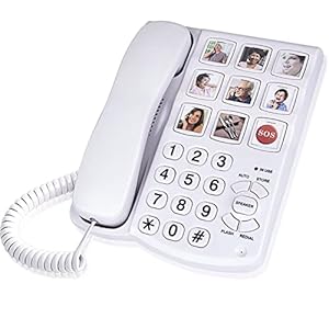 Big Button Phones for Elderly and Dementia Sufferers Loud Ringer House Landline Telephone with Speed Dialing Volume Control, Hands-free Corded Phones for Hearing, Visually Impaired