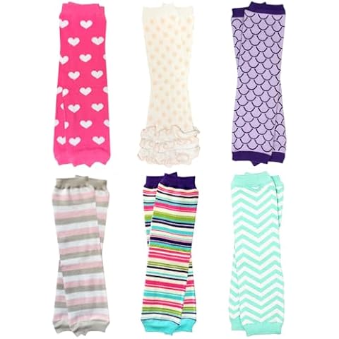 juDanzy 6 Pairs of Solid Baby, Toddler and Child Leg Warmers (Hearts, Stripes, Dots, Chevron, Designs, Mermaid, One Size) Cover