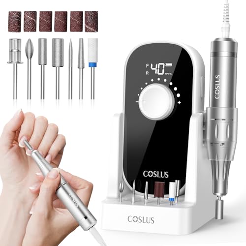 COSLUS E51 Ponceuse Pour Ongles Professionnelle: 40000 RPM Ensemble de Lime a Ongle Electrique 6 en 1 Pour Ongles en Gel et Ongles en Acrylique, Idéal Pour le...