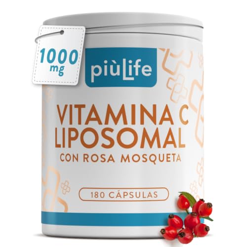 Vitamina C Liposomal 1000mg Con Rosa Mosqueta PiùLife, 180 Cápsulas