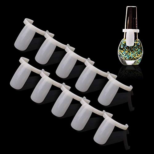 Buqikma 100Pcs Color Display Ring Fake Nail Display for Nail Art Display and Polish Gel Color Display Practice Tool (Natural)
