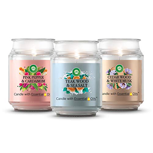 Air Wick Jar Candle with Essential Oils, Cedar Wood and White Musk, 480g - Image 6