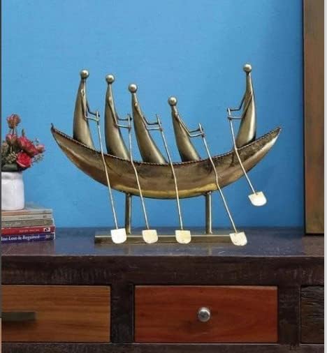 Metal Boat Decor Decorative Showpiece Boat Home Office Decor Gift Item Multicolour Height 15 Inches