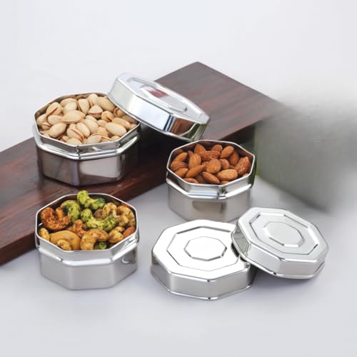 Image of Tosaa steel Square Storage Container - Secure, Modern Design for Multi-Purpose Storage at Home or Work, Ideal for Dry Food, Spices, or Snacks, pack of - 3