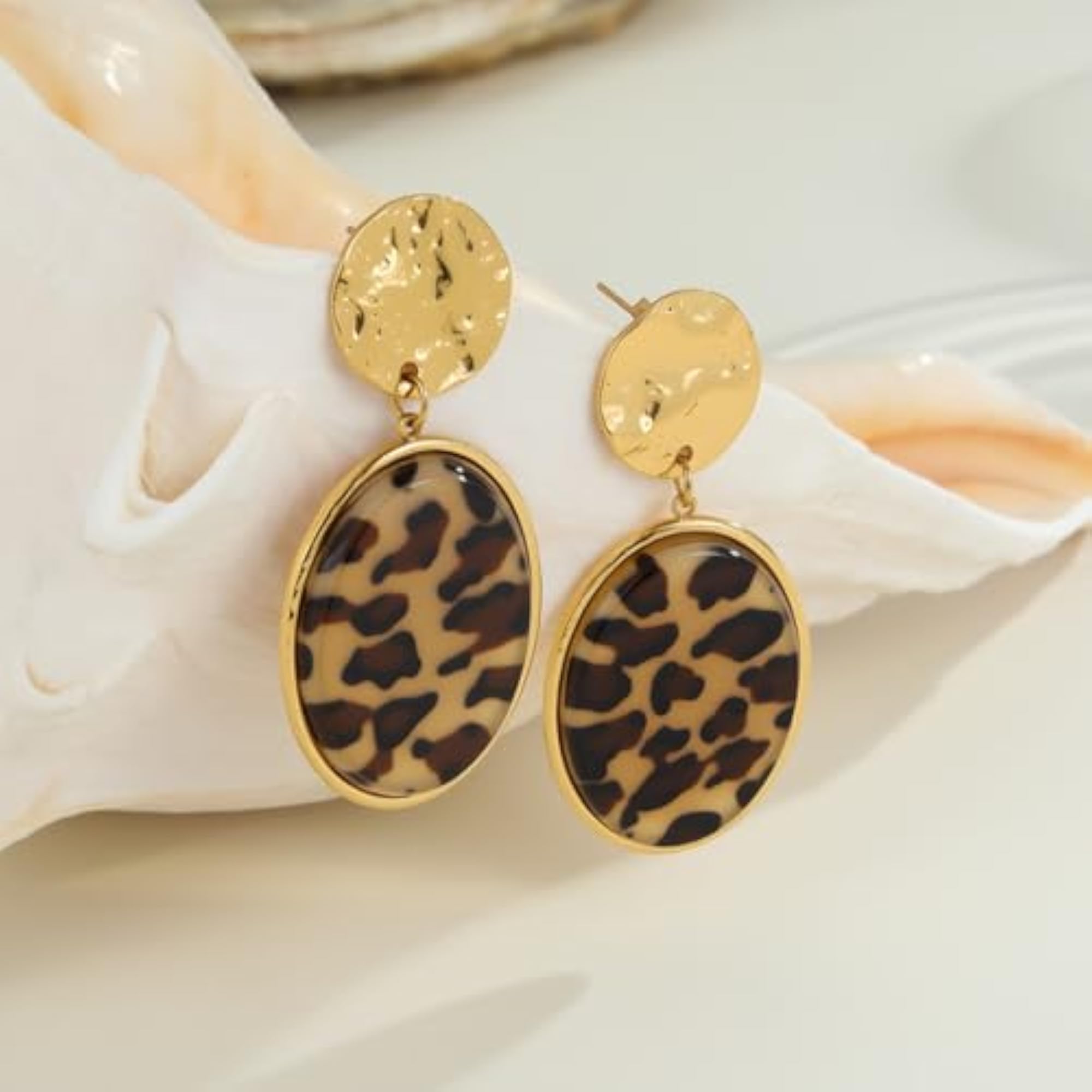 Printed Shiny Texture Jewelry Set, Gold Leopard Design 6